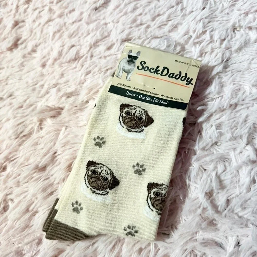 Sock Daddy Novelty Dog Pug Face Quirky Weird Gift Socks Unisex OS Animal Lover